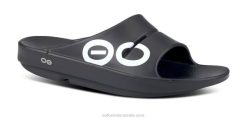 Black White OOFOS Women's OOahh Sport Slide Sandal 404R1