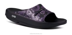 Midnight Tropics OOFOS Women's OOahh Limited Slide Sandal 404R14