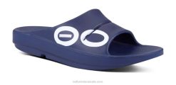 Navy White OOFOS Men's OOahh Sport Slide Sandal 404R137